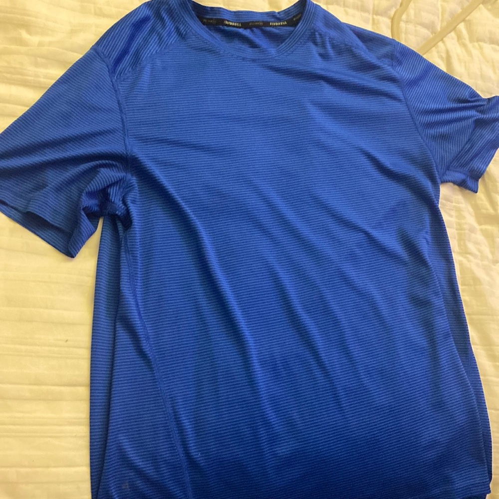Russell dri-power 360! LG men’s blue and white striped shirt